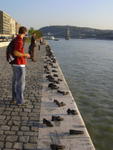 Crazy shoe are along the Danube.