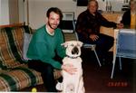Bob and Kenai on Moose Mountain.  Grandpa Bolton in the background.